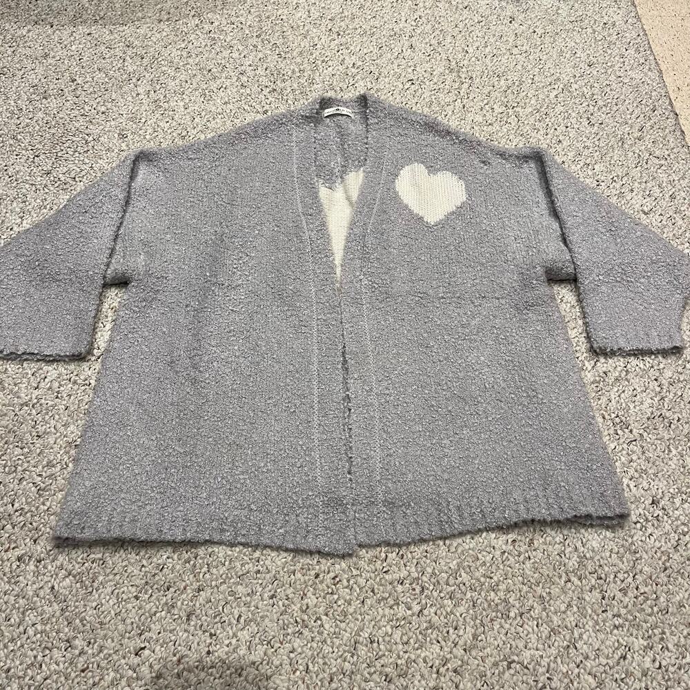 Natural Life Calla Jacquard Cardigan Sweater L/XL Heart Chunky Knit Cozy